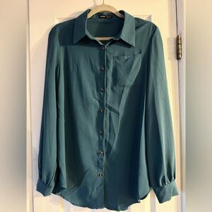 Teal Women’s Button Up Blouse